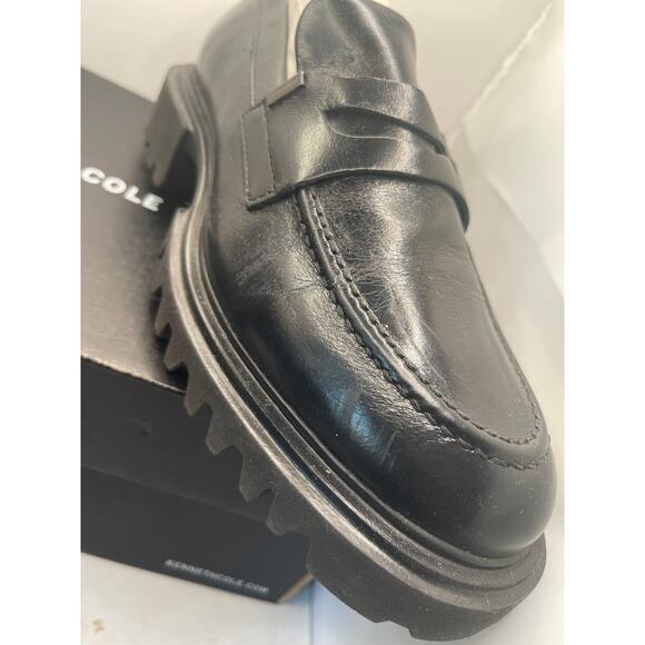 AllSaints Lola WF0052Z Penny Loafers Women 8 Black Leather Slip On Shoes WF0052Z - Picture 10 of 10